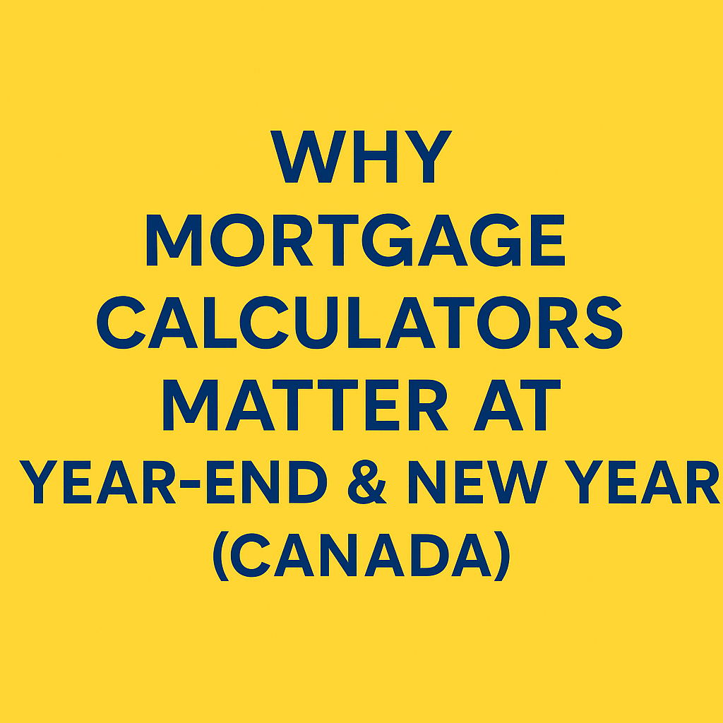 Why Mortgage Calculators Matter at Year-End & New Year (Canada) in navy text with bright yellow background